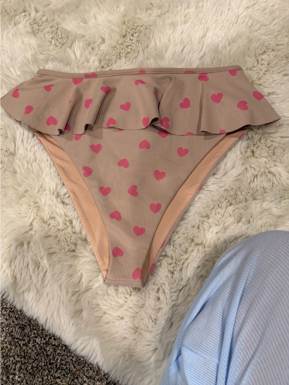 Beach Riot Pink Heart High-Cut Bikini Bottom in Tan